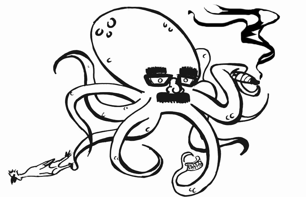 Grouchoctopus Marx B&W with SMOKE
